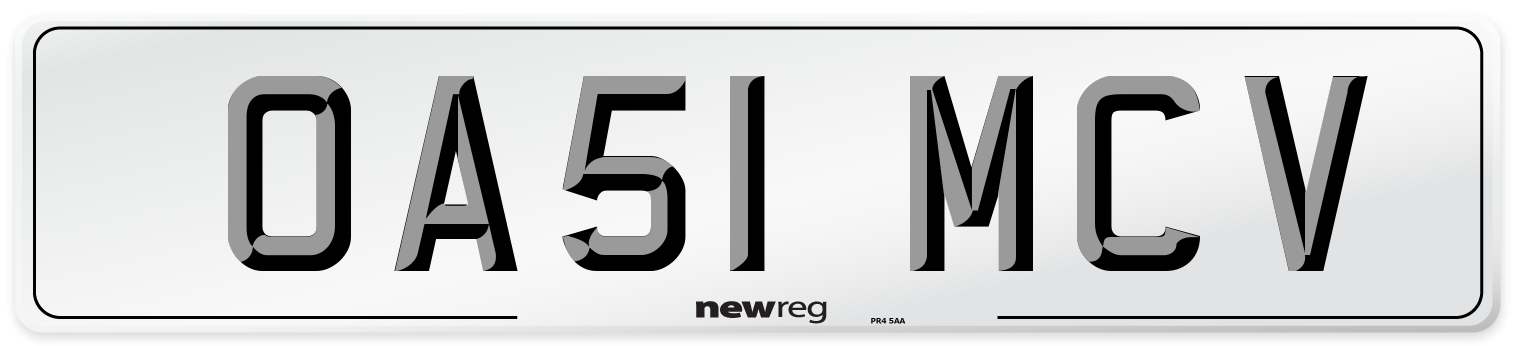 OA51 MCV Number Plate from New Reg